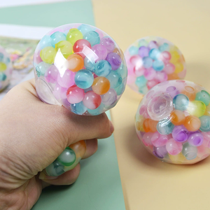 Clear Rainbow <b>Bead</b> Squishy Stress Ball For Kids Adults Desk Fidget Toy Soft Hand Squeeze Gift For Home Office Play - Product Image 4