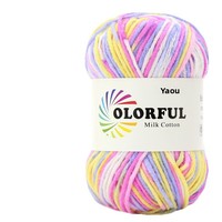 5 Stränge Aou Textile Acryl-Baumwoll-Mischgarn Gefärbt Mehrfarbig Handstrickgarn für DIY Puppen- und Babyprojekte Farbverlauf