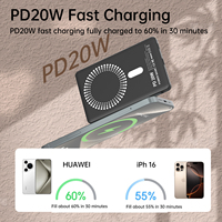 Banques d'alimentation personnalisées A36 avec logo, chargeur sans fil magnétique 5000 mAh, charge rapide Type-C, chargeur portable, 5 couleurs au choix