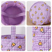Sacs à bonbons réutilisables personnalisés en gingham matelassé pour Halloween avec poignée – Sacs festifs pour la collecte des friandises à la maison