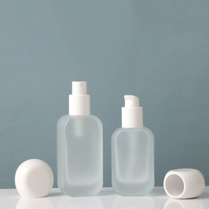 20ml 30ml 50ml 100ml 120ml 30g 50g 透明フロストガラスポンプボトルと白蓋付きジャーのセット、クリーム用容量 - Product Image 4