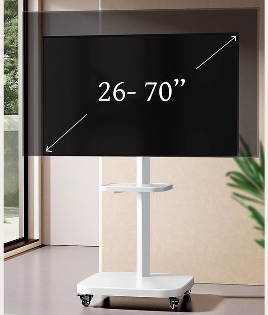 26-70 Inches Full Motion Rotatable Mobile TV Cart Floor Monitor Stand Height Adjustable TV Trolley with Wheels