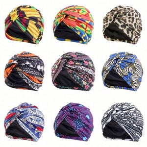 Gorro con Estampado Africano y Lazo en la Parte Superior, Forro de Satén, Turbante Unisex para Deportes, Playa y Fiestas, Accesorios para el Cabello - Product Image 2