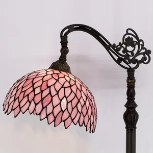 12X64 Inch Gebrandschilderd Glas Roze 523P Stijl Gebogen Zwanenhals Hoek Staand Lezen Tiffany Vloerlamp Fabriek Groothandel Licht