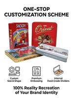 Boîte en fer blanc rectangulaire personnalisée avec logo, qualité alimentaire, pour chocolat, biscuits, bonbons, cadeaux – Vente en gros directe usine