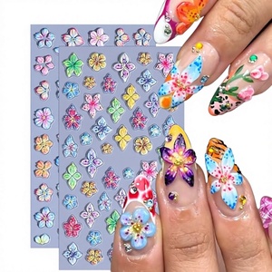 Pegatinas 3D en relieve con diseño floral para uñas, estilo coreano, transparentes, con pétalos suaves, calcomanías de pétalos, estética coqueta, para manicura nupcial - Product Image 1
