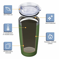 Pour Reekoos 2024 cadeau de fête de Noël 16oz pour gobelet à Champagne Double paroi 304 SS couvercle étanche isolé en gros