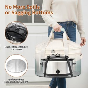 Carrying <strong>Bag</strong> for 6-8 Quart Cooer 2Layer Insulated <strong>Slow</strong> <strong>Cooker</strong> Travel <strong>Bag</strong> Easy-Clean Liner for Transport Family Gathering Potluck - Product Image 5