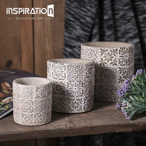 Jardinière en béton <span class=keywords><strong>de</strong></span> <span class=keywords><strong>couleur</strong></span> personnalisée avec feuilles sculptées à la main, grand <span class=keywords><strong>pot</strong></span> <span class=keywords><strong>de</strong></span> fleurs en plein air GRC - Product Image 2