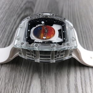 Orologio <span class=keywords><strong>da</strong></span> Polso Meccanico <span class=keywords><strong>da</strong></span> Uomo Raro <span class=keywords><strong>da</strong></span> <span class=keywords><strong>Collezione</strong></span> a Tema Spaziale, con Cassa Tonneau, Quadrante in Cristallo Trasparente Smaltato e Tourbillon, Orologio Artistico di Carattere - Product Image 5