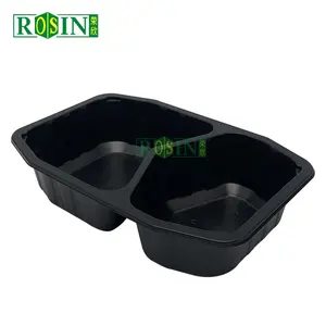 Customized Factory Restaurant Take Away Food Packaging Box Disposable 2 Compartment Plastic Lunch Meal Prep Food Container