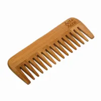 Peigne à barbe en bambou couleur naturelle, peigne pour cheveux et barbe en bois