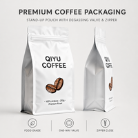 Sac d'emballage pour café personnalisé de qualité supérieure avec logo personnalisé, durable, laminé, finition mate, refermable avec fermeture éclair, fond plat