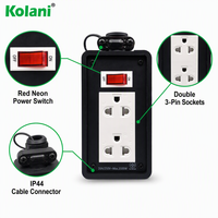 Enchufe de Superficie Industrial Kolani IP44 Resistente a la Intemperie con Interruptor, Toma de Corriente Universal de 3 Pines, PVC Ignífugo para Exteriores y Talleres