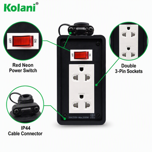Enchufe <span class=keywords><strong>de</strong></span> Superficie Industrial Kolani IP44 Resistente a la Intemperie con Interruptor, Toma <span class=keywords><strong>de</strong></span> Corriente Universal <span class=keywords><strong>de</strong></span> 3 Pines, PVC Ignífugo para Exteriores y Talleres - Product Image 3