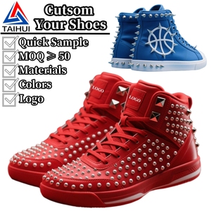 OEM ODM Fabrication de baskets personnalisées pour hommes Chaussures de basket-ball montantes à pointes en acier DIY Chaussures cloutées avec rivet en strass - Product Image 1