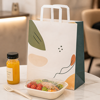 Sac d'emballage alimentaire à ouverture supérieure en papier kraft blanc pour café, livraison en gros pour repas à emporter et burgers