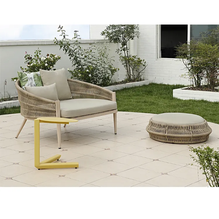 Su geçirmez modern tasarım lüks alüminyum bahçe veranda mobilya kanepe seti açık kanepe yuvarlak yatak