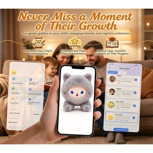 Gato de Peluche Interactivo con IA Personalizado, Mascota Electrónica con Aprendizaje de Voz Inteligente y Expresiones de Estado de Ánimo LED, Regalo para Niños, Venta al Por Mayor - Product Image 4