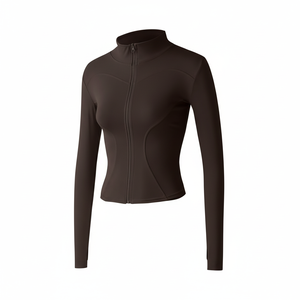 เสื้อแจ็คเก็ตผู้หญิง คุณภาพสูง ผ้ายืดผสมโพลีเอสเตอร์ สวมใส่สบาย กันลม แขนยาว ซิปด้านบน - Product Image 1