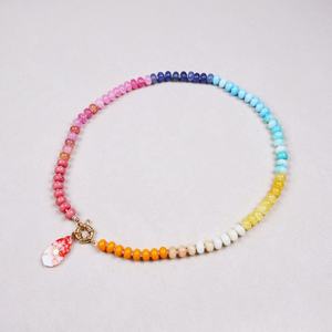 Bohemian Natural Crystal Diamond Pendant <b>Necklace</b> Colorful Beaded Neck Chain Summer <b>Beach</b> Dopamine Stainless Steel Material - Product Image 5
