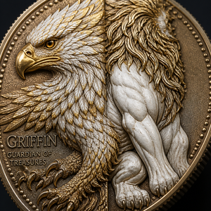 Pièce commémorative Griffin en relief 3D personnalisée, en argent fin .999, pièce de défi Gardien des Trésors, pour cadeau de luxe - Product Image 5