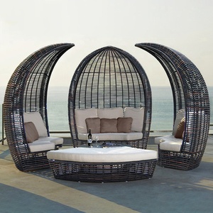 Walden <strong>Outdoor</strong> Furniture Round <strong>Daybed</strong> <strong>with</strong> <strong>Canopy</strong> Patio Rattan Resin Wicker Round Sun Bed Rope Round Lounger Metal Frame Style - Product Image 5