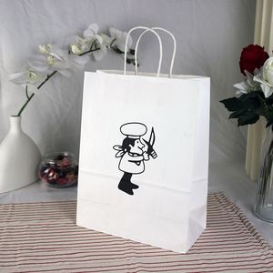 Custom Biodegradable Kraft Food Packaging Color Takeaway Restaurant Papel Flat <b>Wrapping</b> <b>Paper</b> Bags with Handle - Product Image 2