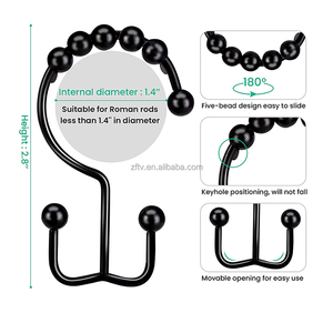 Anneaux de <span class=keywords><strong>rideau</strong></span> de douche, crochets de <span class=keywords><strong>rideau</strong></span> de douche à Double glissière en métal <span class=keywords><strong>pour</strong></span> tringles de douche de salle de bain - Product Image 6