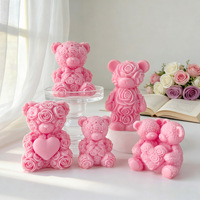 Ours en roses pour la Saint-Valentin, bougie aromatique, décoration créative faite à la main, cadeau de fête