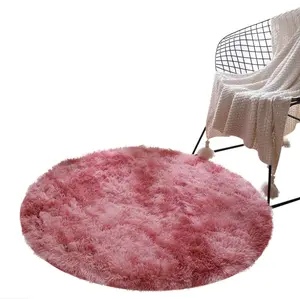 Round Shape Fluffy Fur colorful carpets shaggy tie-dyed long hair flooring Area rug Hot Selling in Philippines