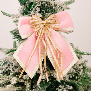 Luxury Gold Velvet Butterfly Flocked Christmas Bows for <b>Tree</b> Decorations-Eco-Friendly Reusable Home Holiday Decor - Product Image 3