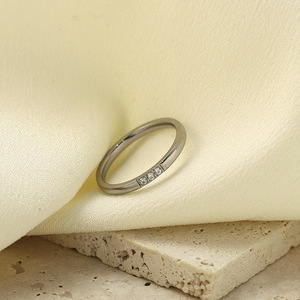 Fashionable Ultra Fine Diamond Ring For Women 316mm Zircon Minimalist Light Luxury Trendy Pinky Ring - Product Image 2