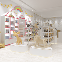 Meuble de présentation sur mesure en bois blanc pour magasin de vêtements pour enfants, présentoir de sol en bois massif, gondole de présentation fabriquée sur mesure