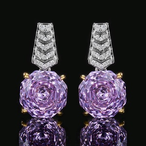 High Quality Eco-friendly Copper Rose Cut Purple Violet Temperament 14-12MM Cubic Zirconia Jewelry <b>Sets</b> for Women - Product Image 4