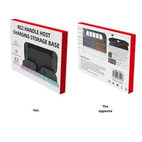 Vente en gros pour 2 stations de charge HBS2804 avec RGB et emplacements pour jeux, en plastique ABS+PS, station d'accueil personnalisée en vrac pour les revendeurs d'accessoires