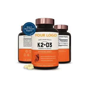 Produk Laris OEM Vitamin K2 MK7 dengan D3 Suplemen Kesehatan Tulang Jantung Dukungan Vitamin K Vitamin D Dipatenkan