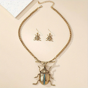 Conjunto de Joyería de Insectos, Aleación de Zinc Dorada, Diseño de Escarabajo con Pedrería, Accesorio de Moda para Fiesta para Mujer - Product Image 3