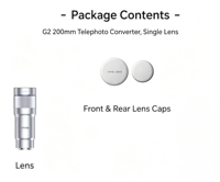 Kit de photographie avec convertisseur téléobjectif G2 200 mm, accessoires pour appareil photo de smartphone, pour vidéo, vlog, diffusion en direct et contenu de portrait