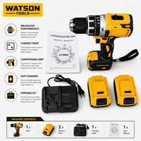 Kit de perceuse électrique sans fil 21V avec batterie au lithium, perceuse sans balais, 2 batteries, chargeur et coffret à outils pour réparations domestiques