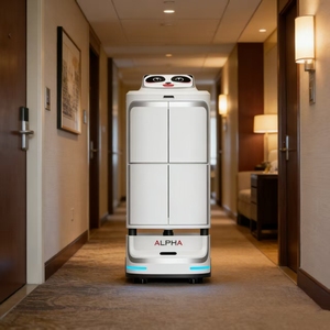 หุ่นยนต์บริการห้องพักโรงแรมรุ่นใหม่ปี 2026 Panda Speedybot แบบ 2 กล่อง รับน้ำหนักได้ 100 กก. ชาร์จไฟอัตโนมัติ หุ่นยนต์ส่งอาหารและขนมขบเคี้ยวสำหรับโรงแรม - Product Image 3
