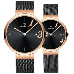 Montre couple Mark Fairwhale à quartz, cadran « 13.14 Love », étanche 3 ATM, bracelet en acier, ensemble montres pour elle et lui, FW-3220 - Product Image 5