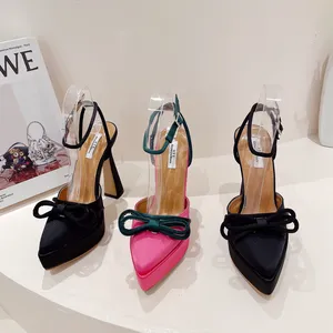 Zapatos de tacón abierto con correa para mujer, sandalias y zapatillas de cuero transparentes, sexys, de fiesta, nuevo diseño - Product Image 1