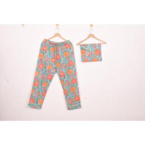 Conjunto de Pijama de Algodón Satinado con Estampado Digital Premium, Ropa de Dormir Floral, Cintura Elástica, Pantalones Largos Transpirables para Vacaciones - Product Image 3