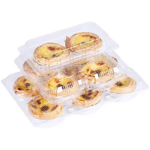 2 ngăn Pet nhựa trong suốt trứng Tart container thực phẩm