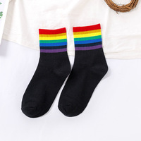 2023 logotipo personalizado algodón equipo Rasta Color diseñador moda mujer Gril Arco Iris Calcetines