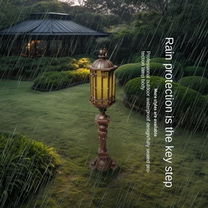 Lampe de jardin extérieure en bronze antique, lampadaire LED pour allée, éclairage paysager, résistant à l'eau IP65, AC 85-265V, détecteur de mouvement - Product Image 4