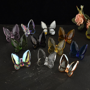 Cross Border Eco-Friendly Crystal Butterfly Smooth Integrated Color Handicraft Creative Home Decoration Ornament Gifts Yellow