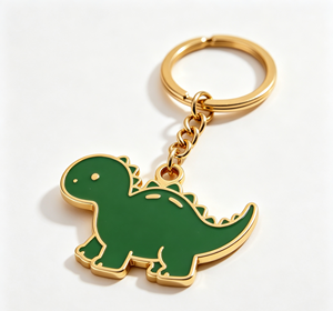 Custom Zinc Alloy Dinosaur Keychain 3D <b>Cartoon</b> Metal Key <b>Ring</b> Green Enamel Pendant for Souvenir Gift Promotion - Product Image 1