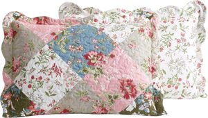 Perzik en olijf bloemen <span class=keywords><strong>patchwork</strong></span>, 3-delige dekbedovertrekset met 2 kussenslopen, omkeerbare bedsprei, zacht lichtgewicht dekbed - Product Image 2